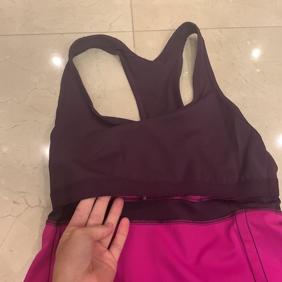 New Balance Pink and Dark Purple Racerback Tank Top with Built in Bra Size M - Picture 6 of 16